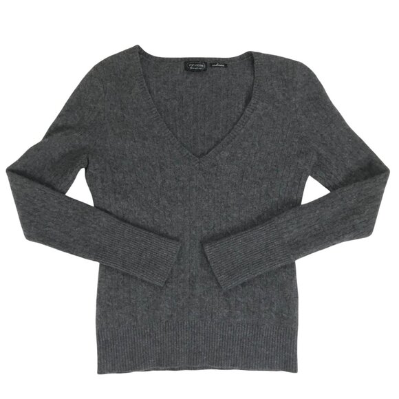 Womens Maurices Fine Line Gray Cashmere Classy V-Neck Long Sleeve Sweater / Med - Picture 5 of 6